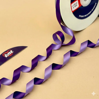 THE ROYAL AMETHYST - Purple & Lilac Dual Tone Ribbon 12mm - 12mm reversible satin ribbon by Littl India