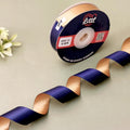 THE OXFORD DUNE - Navy Blue & Deep Beige Dual Tone Ribbon 20mm - 20mm reversible satin ribbon by Littl India