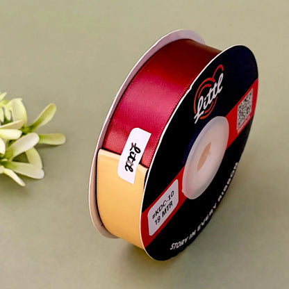 Ribbon--🎀 PREMIUM Dual-Sided Satin Ribbon - Maroon & Cream-Littl Ribbons