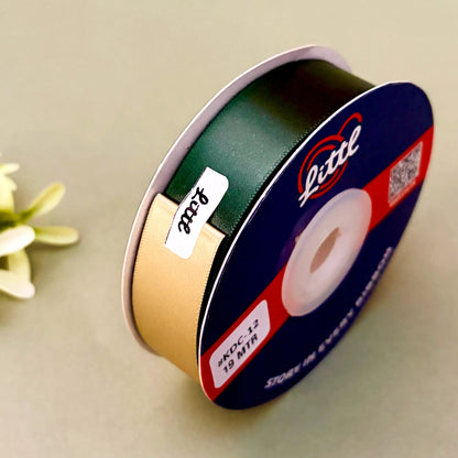 Ribbon--Satin Ribbon - Green & Cream-Littl Ribbons