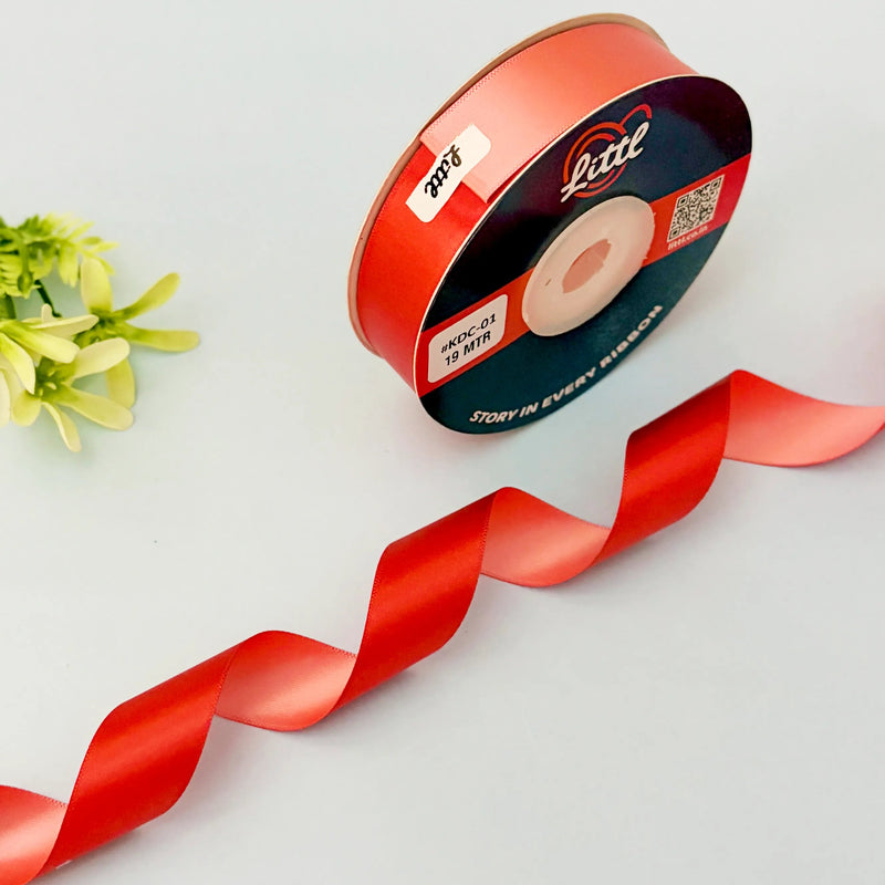 THE RUBY RED - Crimson & Scarlet Dual Tone Ribbon 20mm - 20mm reversible satin ribbon by Littl India