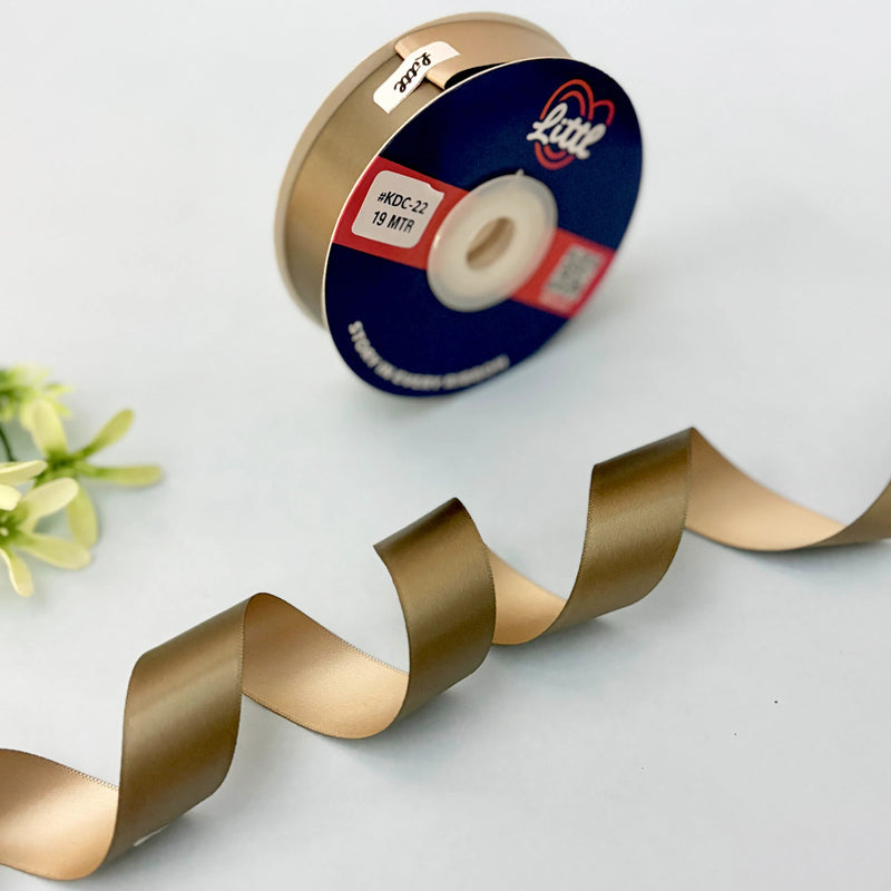 THE MOCHA CREME - Coffee Brown & Beige Dual Tone Ribbon 20mm - 20mm reversible satin ribbon by Littl India