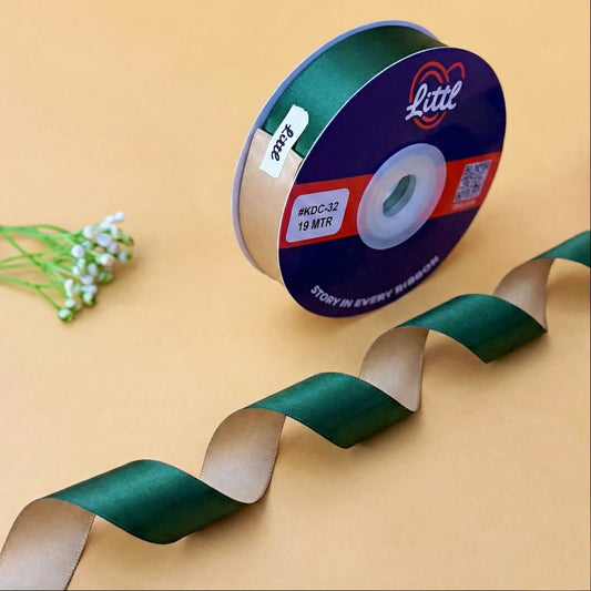 THE FOREST PATH - Beige & Hunter Green Dual Tone Ribbon   Littl