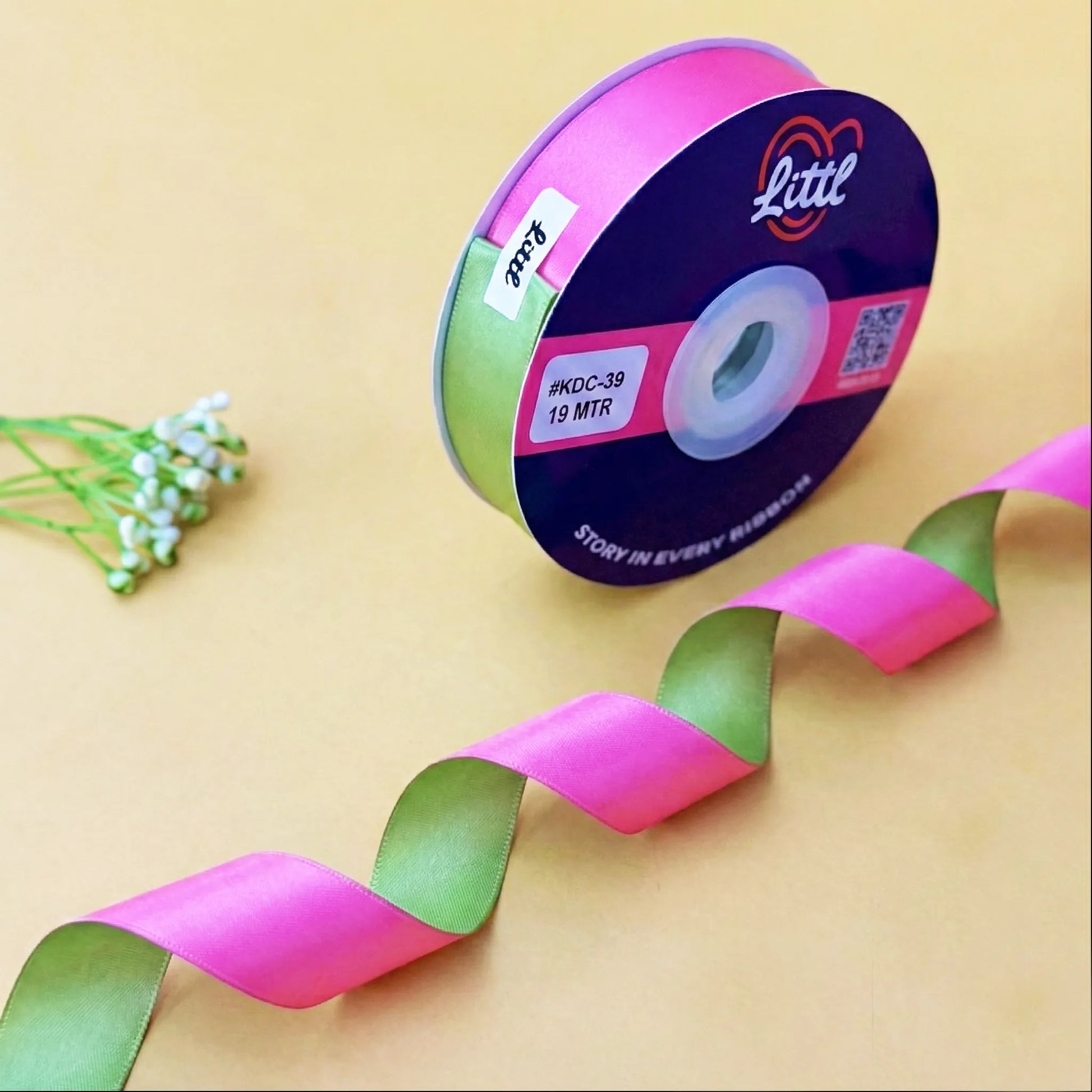 THE LOTUS POND - Pistachio & Pink Dual Tone Ribbon   Littl