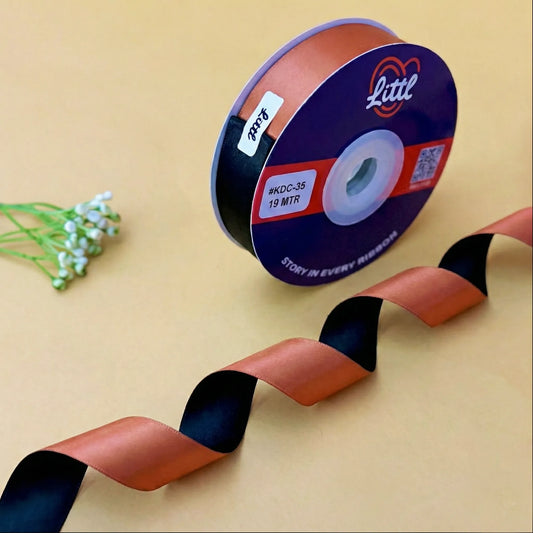 THE MIDNIGHT EMBER - Black & Rust Orange Dual Tone Ribbon   Littl