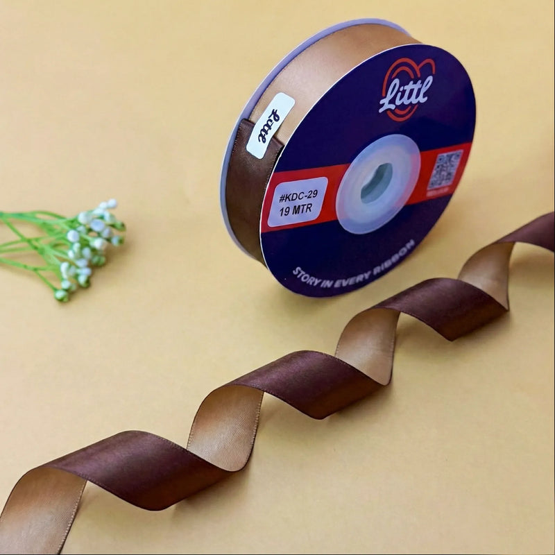 THE MOCHA LAYER - Cocoa Brown & Tan Dual Tone Ribbon 20mm - 20mm reversible satin ribbon by Littl India
