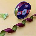 THE VINEYARD VELVET - Merlot & Olive Green Dual Tone Ribbon 20mm - 20mm reversible satin ribbon by Littl India