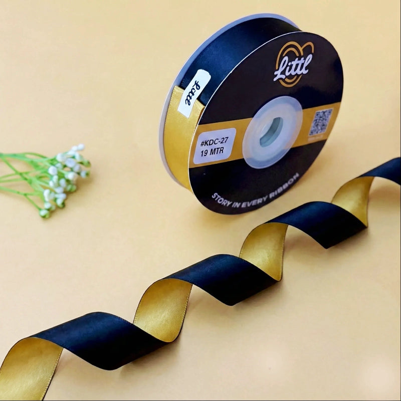 THE GATSBY NIGHT - Onyx Black & Gold Dual Tone Ribbon   Littl