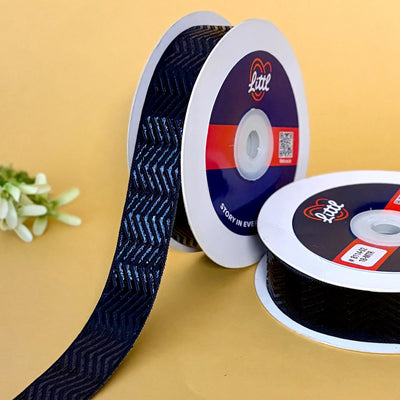 ribbon-Black-Red Metallic Ribbon 1 Inch 18M Festive Diwali Christmas Wedding-Littl Ribbons