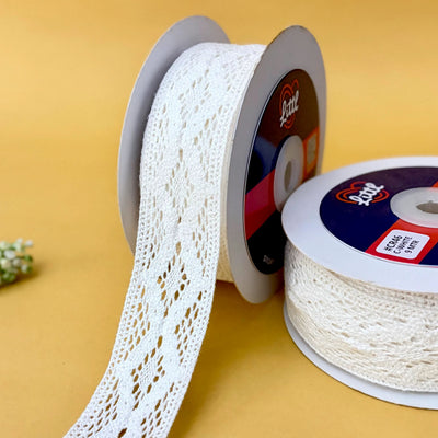 Lace-White-Cotton Crochet Lace 1.5 Inch Ivory 9M Ethnic Fashion Trim CR46-Littl