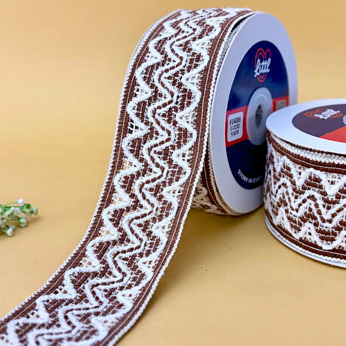 Zigzag Wave Crochet – Colour Crochet Lace, 2 inch (50 mm), in brown, by Littl