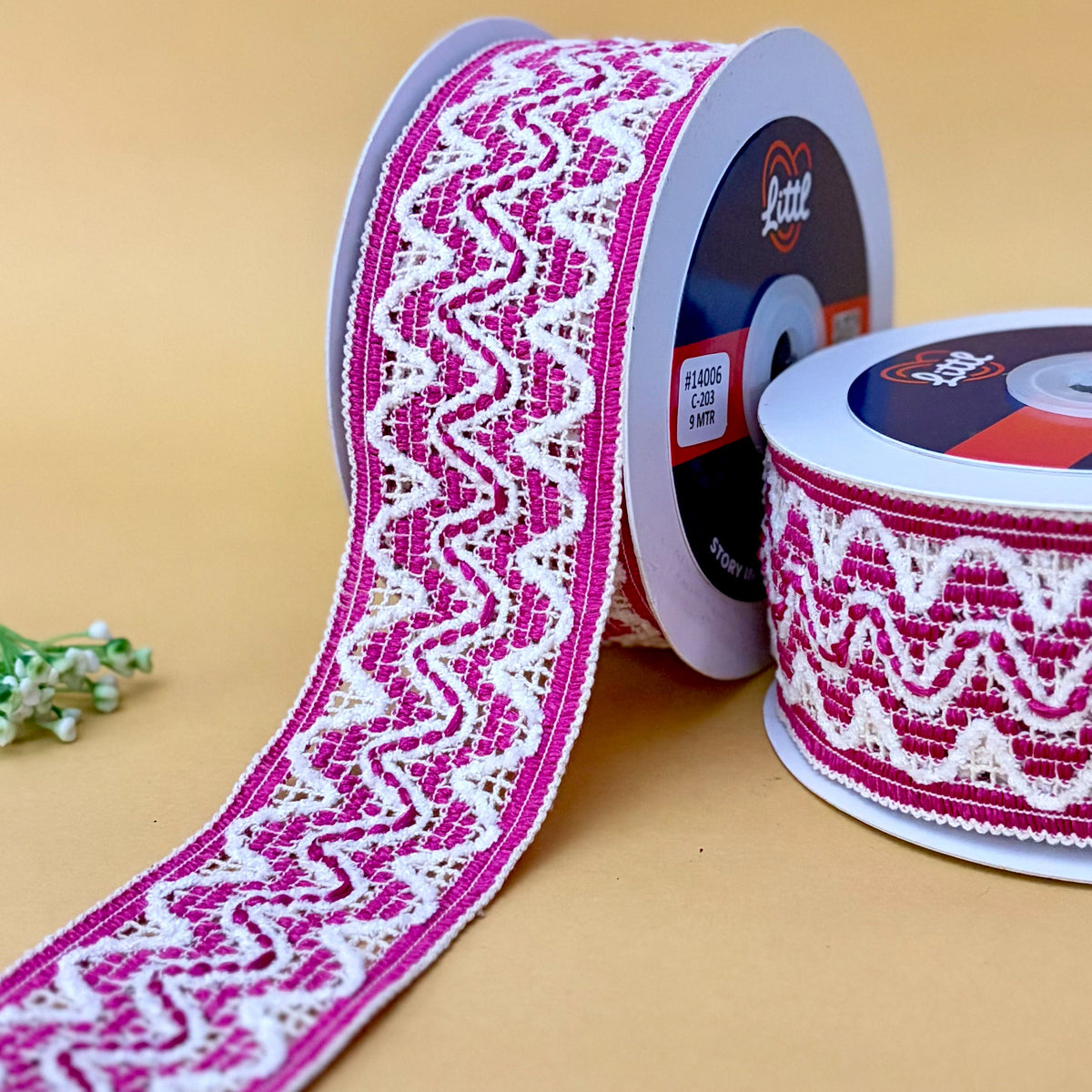 Zigzag Wave Crochet – Colour Crochet Lace, 2 inch (50 mm), in fuchsia, by Littl