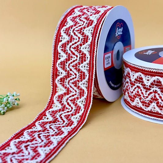 Lace-Red-Color Crochet Lace-14006-Littl