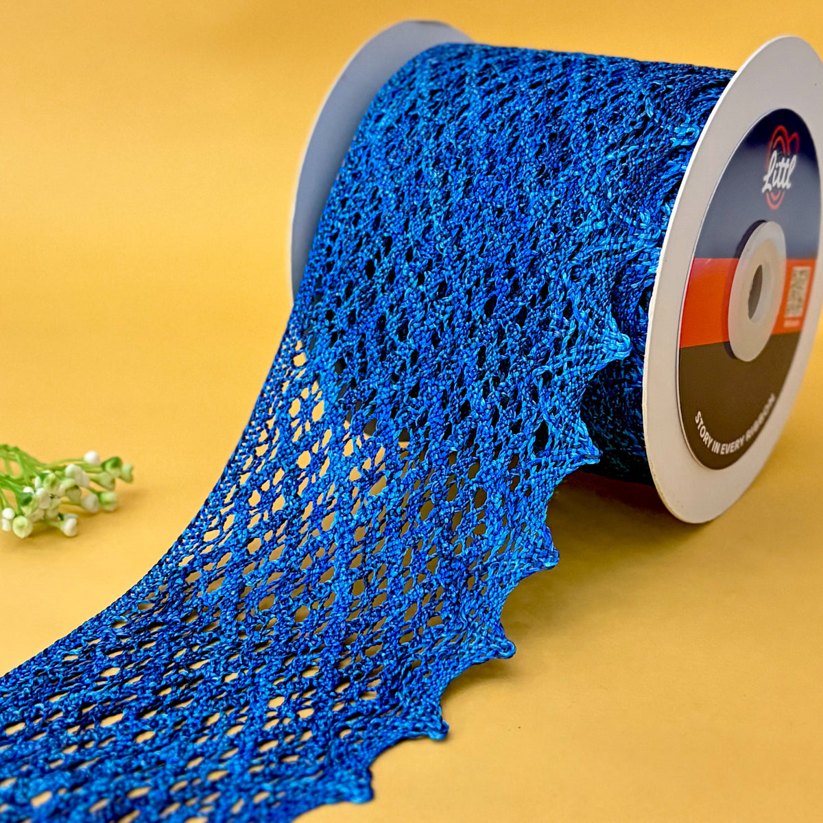 Shimmer Scallop Wide – Colour Crochet Lace, 3.5 inch (90 mm), in blue, by Littl