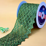 Shimmer Scallop Wide – Colour Crochet Lace, 3.5 inch (90 mm), in olive, by Littl