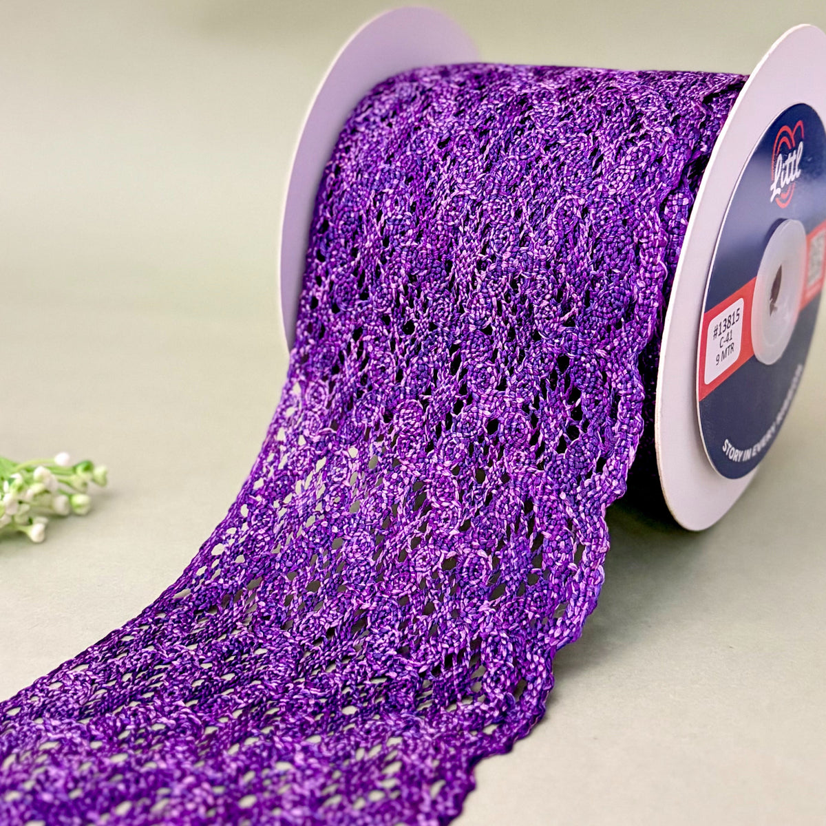 Shimmer Floral Wide – Colour Crochet Lace, 3.5 inch (90 mm), in purple, by Littl