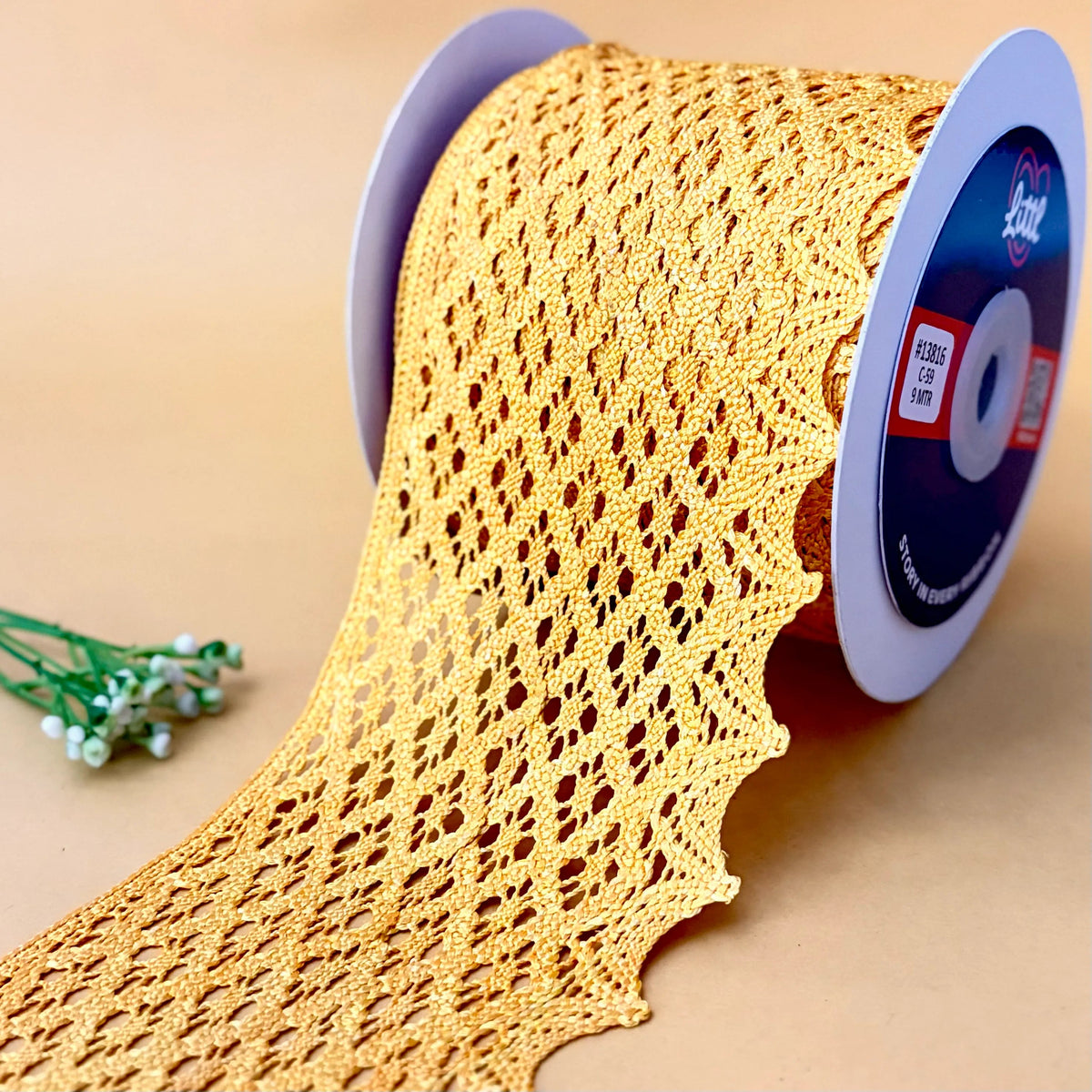 Shimmer Scallop Wide – Colour Crochet Lace, 3.5 inch (90 mm), in yellow, by Littl