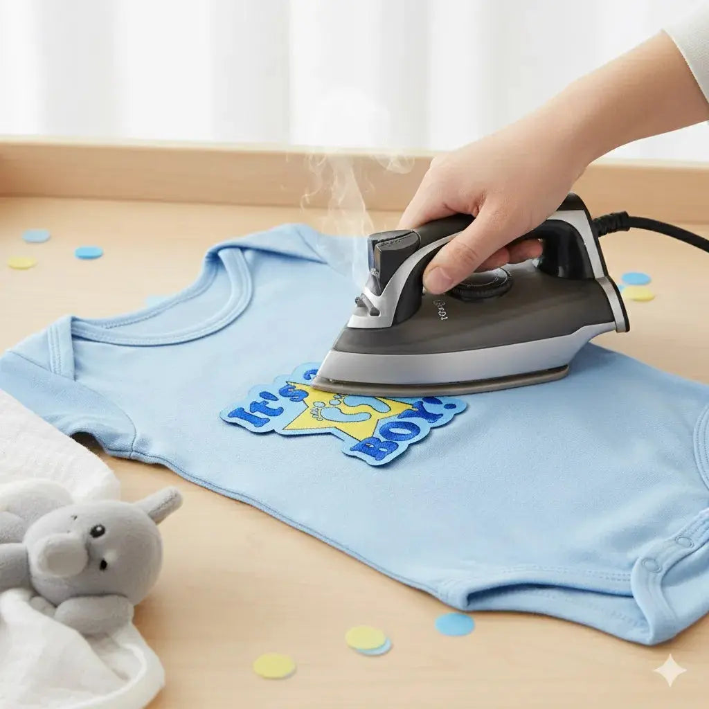 --woven "its a boy" iron-on patch for gifting-littl