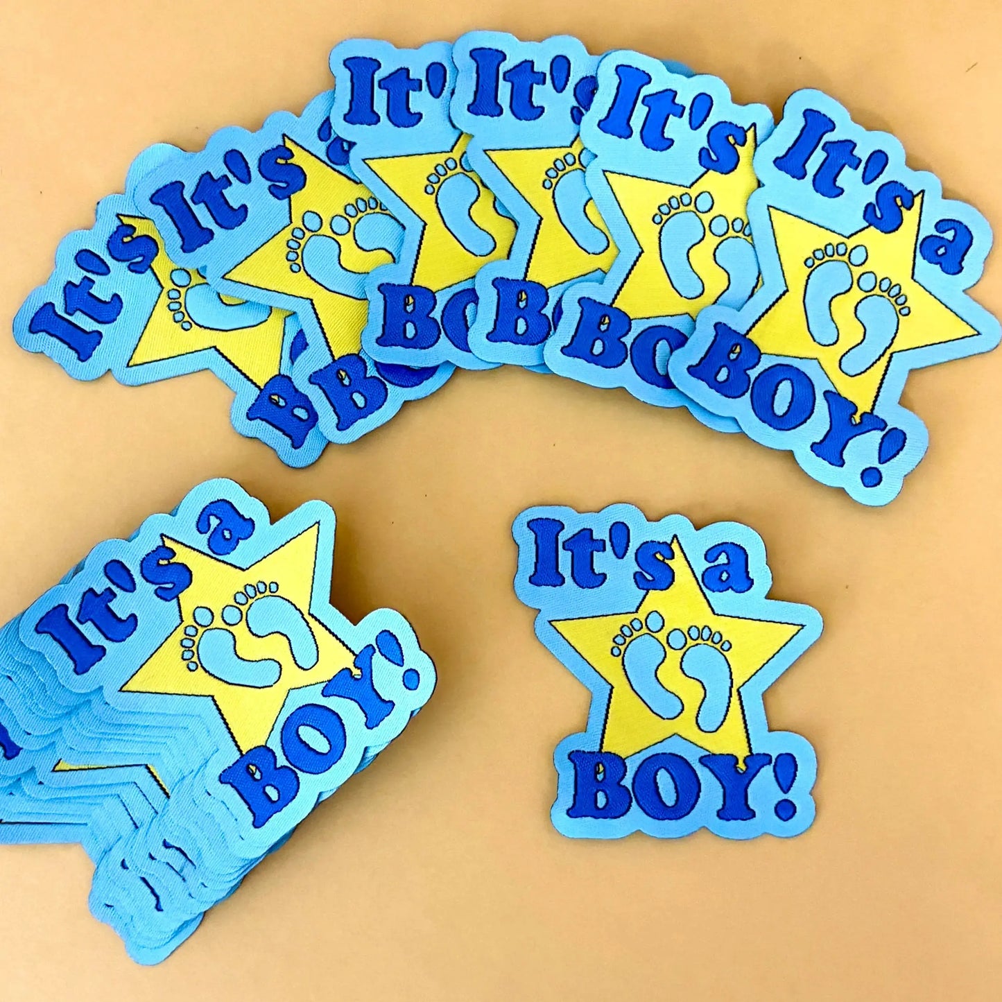 --woven "its a boy" iron-on patch for gifting-littl