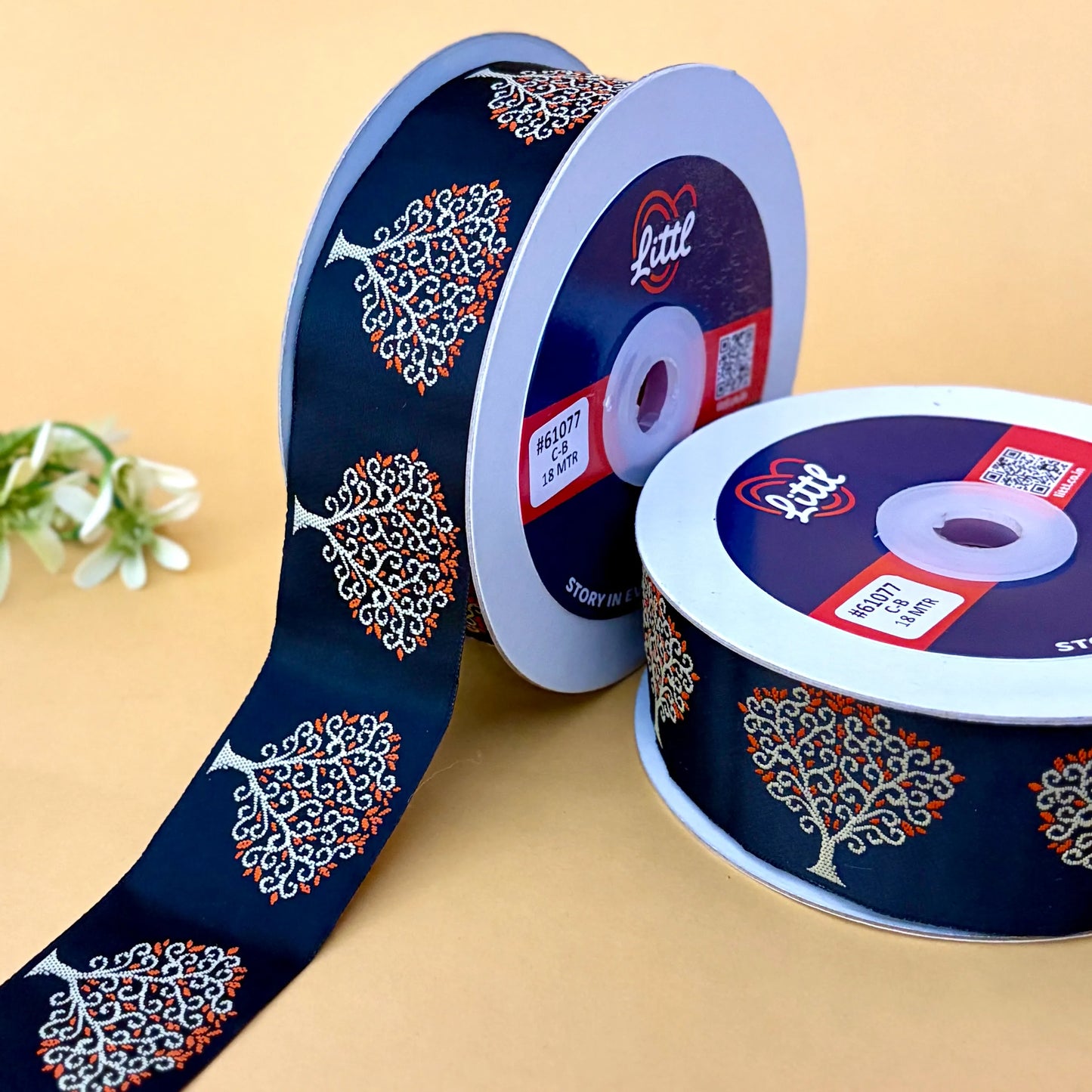 ribbon-saree lace border 1.5 inch 18m mother nature satin weave 61077-littl