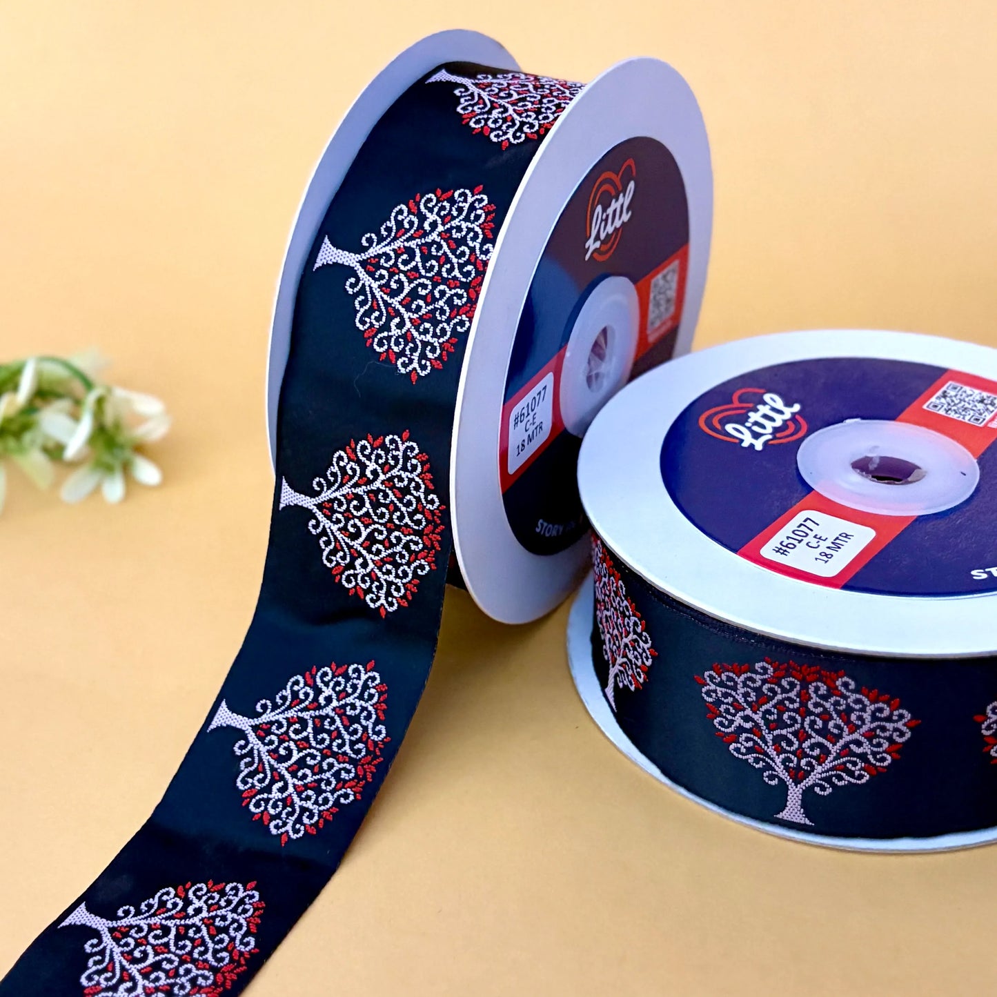 ribbon-saree lace border 1.5 inch 18m mother nature satin weave 61077-littl