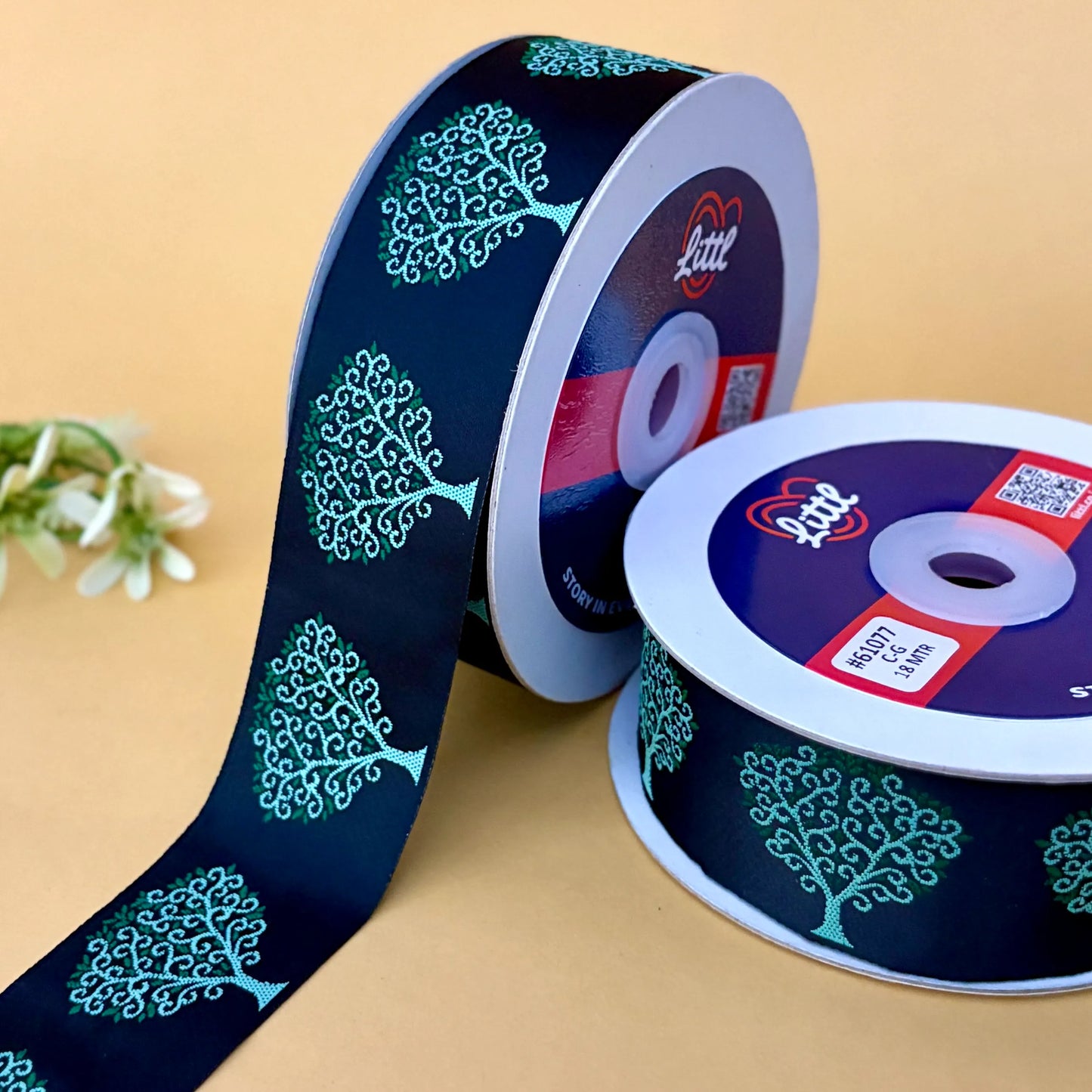 ribbon-saree lace border 1.5 inch 18m mother nature satin weave 61077-littl