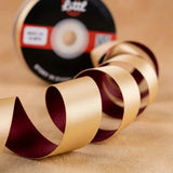 The Velvet Creme – Maroon & Butter Cream Dual Tone Satin Ribbon, 12 & 3/4 inch (20 mm)   Littl