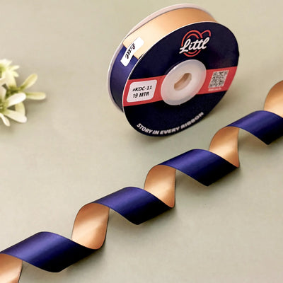 The Oxford Dune – Navy Blue & Deep Beige Dual Tone Satin Ribbon, 12 & 20 mm   Littl