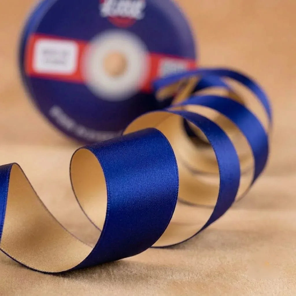 The Oxford Dune – Navy Blue & Deep Beige Dual Tone Satin Ribbon, 12 & 3/4 inch (20 mm)   Littl