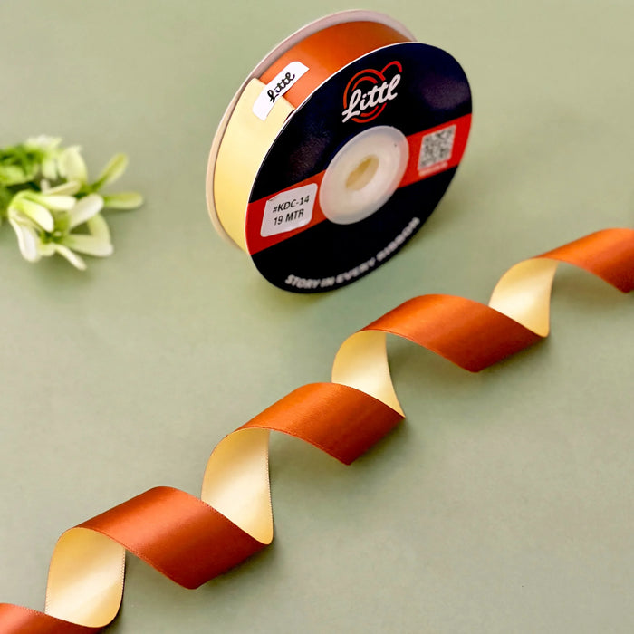 The Terracotta Dream – Rust & Vanilla Cream Dual Tone Satin Ribbon, 12 & 20 mm