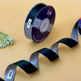 The Urban Steel – Black & Steel Grey Dual Tone Satin Ribbon, 12 & 20 mm   Littl