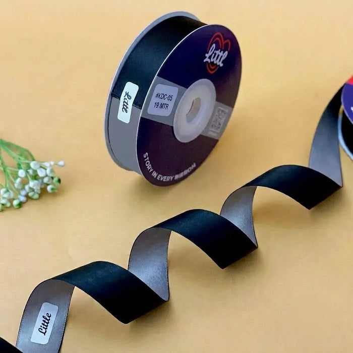 The Urban Steel – Black & Steel Grey Dual Tone Satin Ribbon, 12 & 20 mm