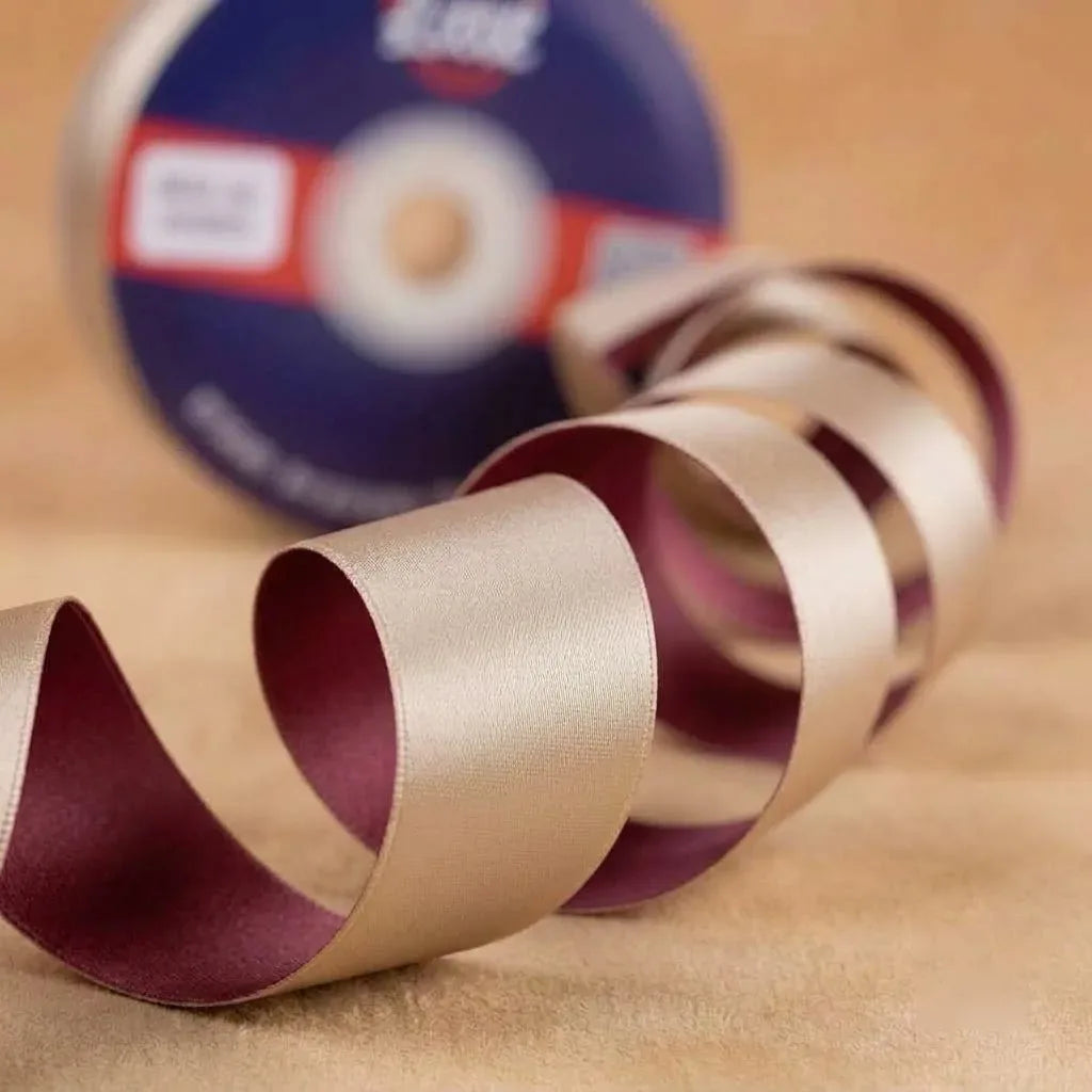 The Champagne Blush – Rose Gold & Champagne Beige Dual Tone Satin Ribbon, 12 & 3/4 inch (20 mm)   Littl