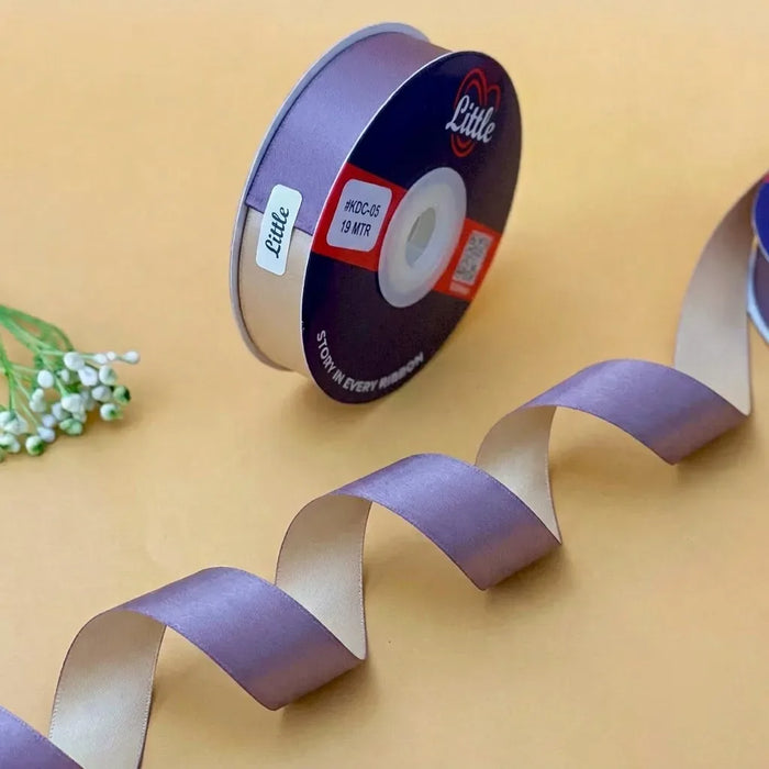 The Vintage Mauve – Mauve & Beige Dual Tone Satin Ribbon, 12 & 20 mm