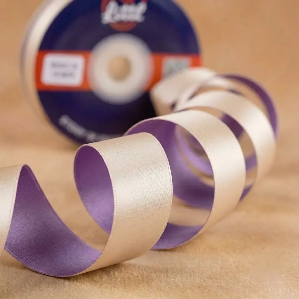 The Vintage Mauve – Mauve & Beige Dual Tone Satin Ribbon, 12 & 3/4 inch (20 mm)   Littl