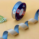 The Coastal Mist – Dusty Blue & Sand Beige Dual Tone Satin Ribbon, 12 & 20 mm   Littl