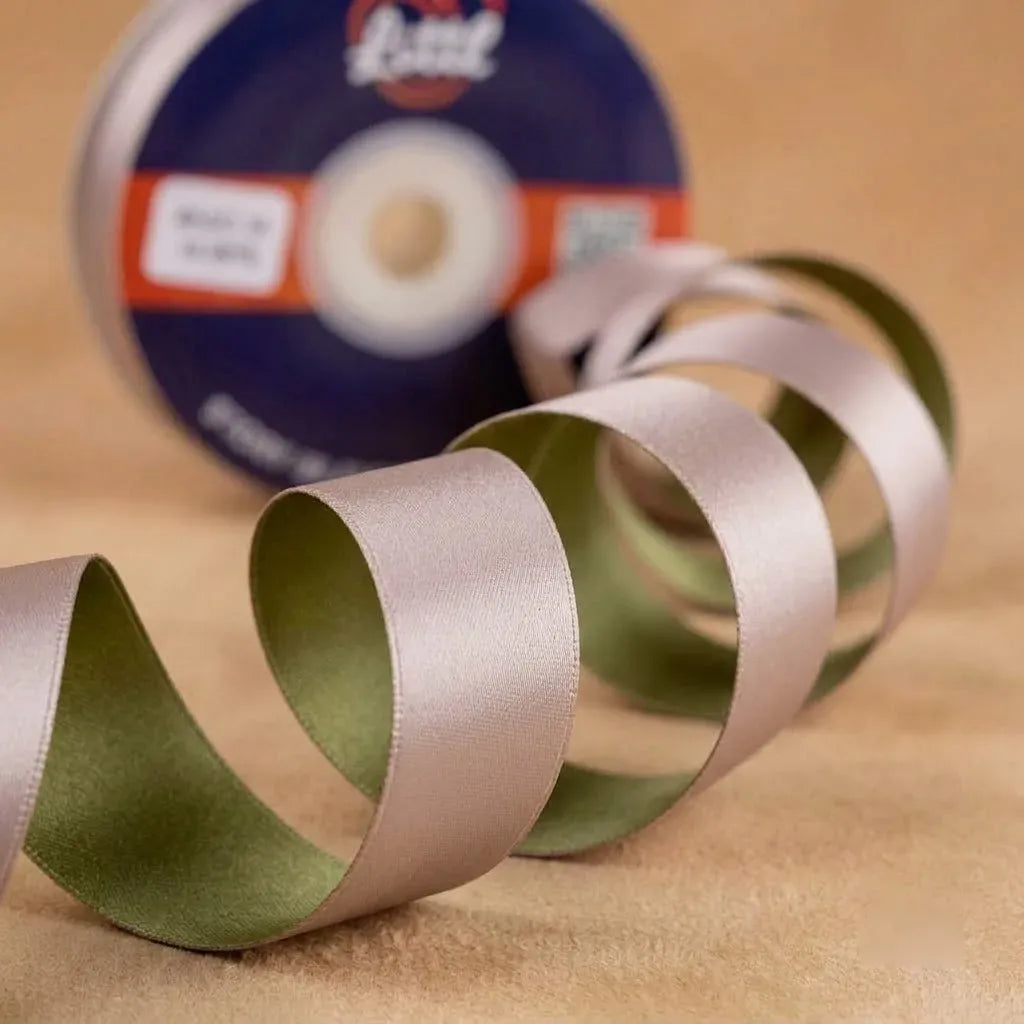 The Pistachio Cream – Pistachio Green & Beige Dual Tone Satin Ribbon, 12 & 3/4 inch (20 mm)   Littl