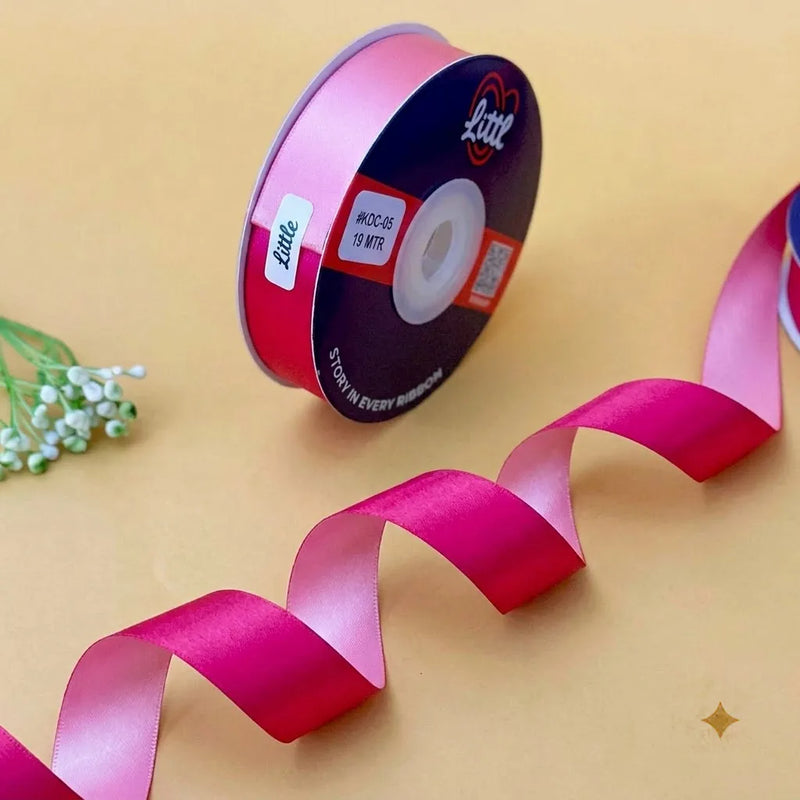 The Fuchsia Rose – Fuchsia & Rose Pink Dual Tone Satin Ribbon, 20 mm   Littl