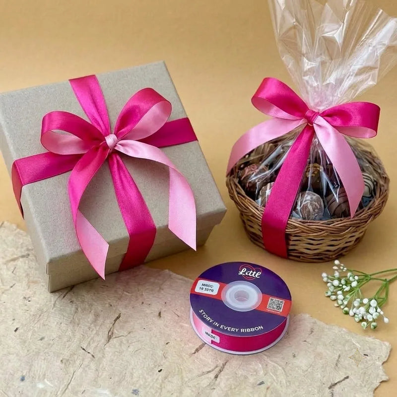 The Fuchsia Rose – Fuchsia & Rose Pink Dual Tone Satin Ribbon, 20 mm   Littl