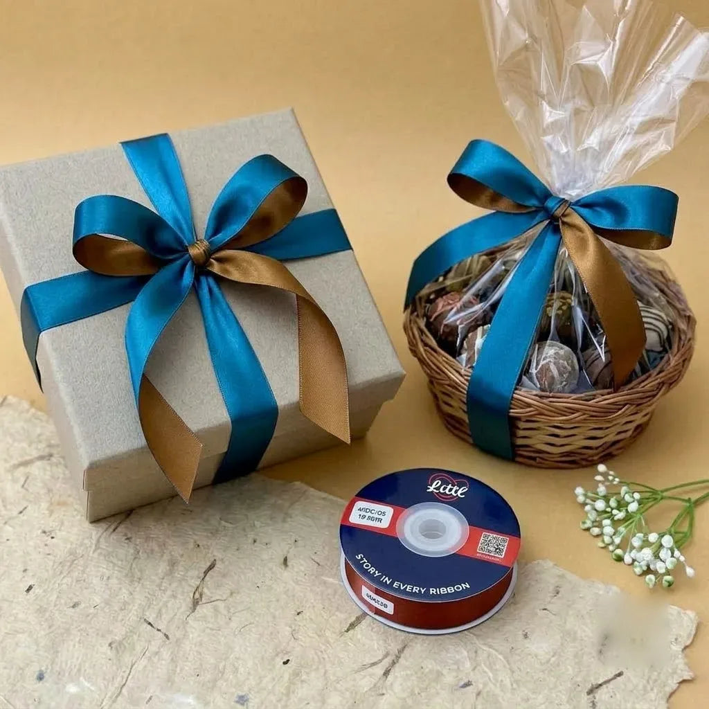 The Cocoa Lagoon – Brown & Aqua Dual Tone Satin Ribbon, 12 & 3/4 inch (20 mm)   Littl