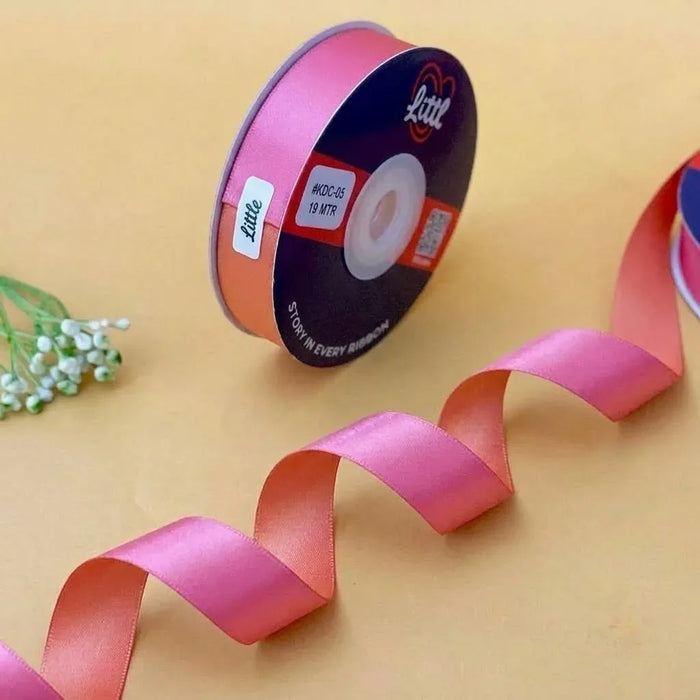 The Coral Blush – Pink & Peach Dual Tone Satin Ribbon, 12 & 20 mm