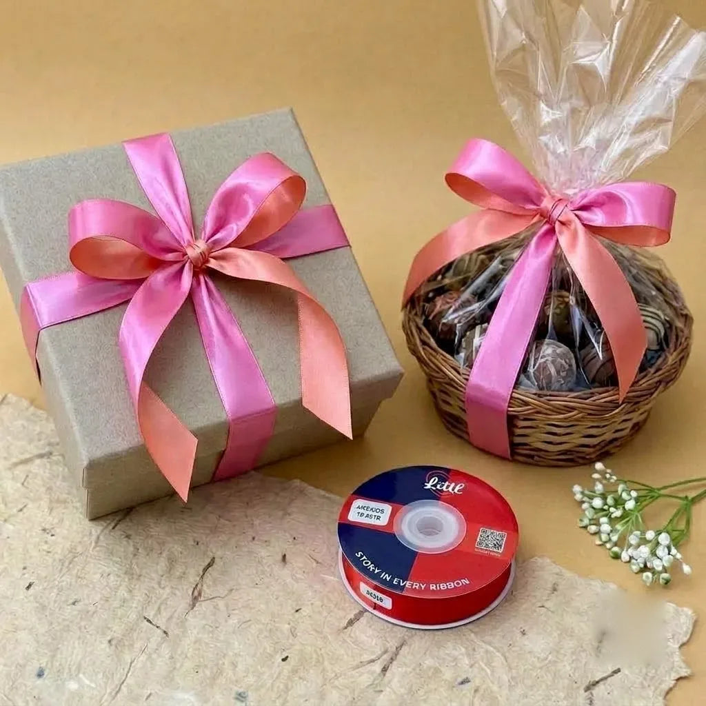 The Coral Blush – Pink & Peach Dual Tone Satin Ribbon, 12 & 3/4 inch (20 mm)   Littl
