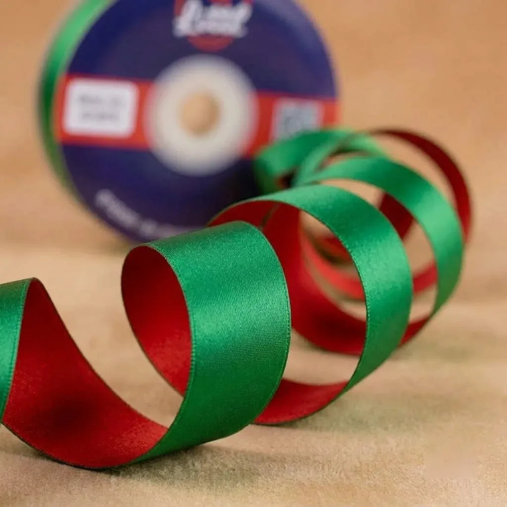 The Royal Rose – Red & Forest Green Dual Tone Satin Ribbon, 12 & 3/4 inch (20 mm)   Littl