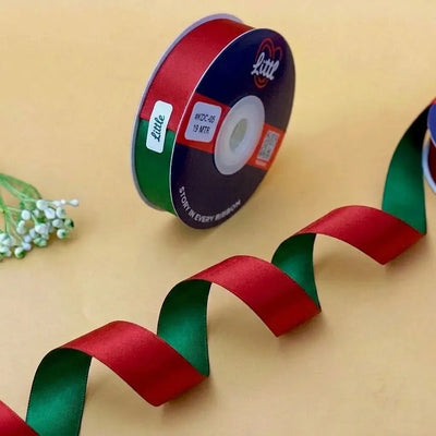The Royal Rose – Red & Forest Green Dual Tone Satin Ribbon, 12 & 20 mm   Littl