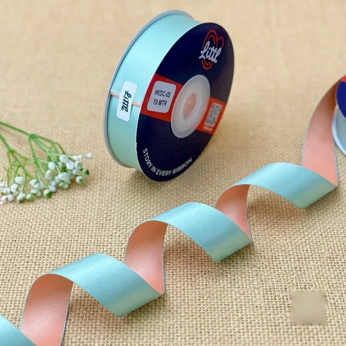The Pastel Dream – Mint Green & Coral Dual Tone Satin Ribbon, 12 & 20 mm
