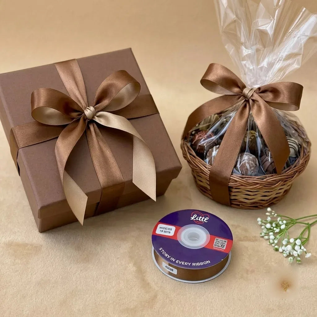 The Mocha Layer – Cocoa Brown & Tan Dual Tone Satin Ribbon, 12 & 3/4 inch (20 mm)   Littl