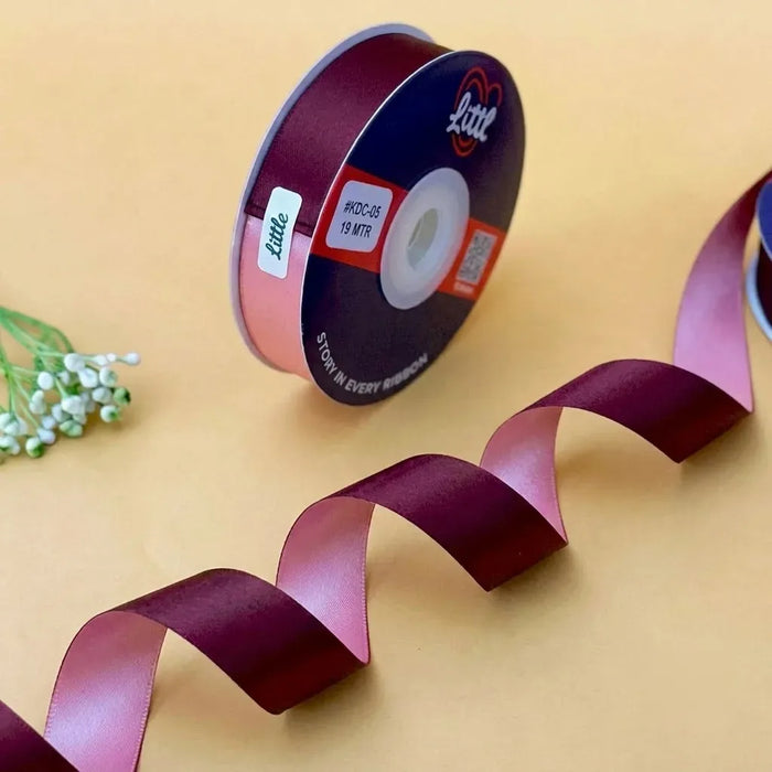 The Rajputana Rose – Maroon & Rose Pink Dual Tone Satin Ribbon, 12 & 20 mm
