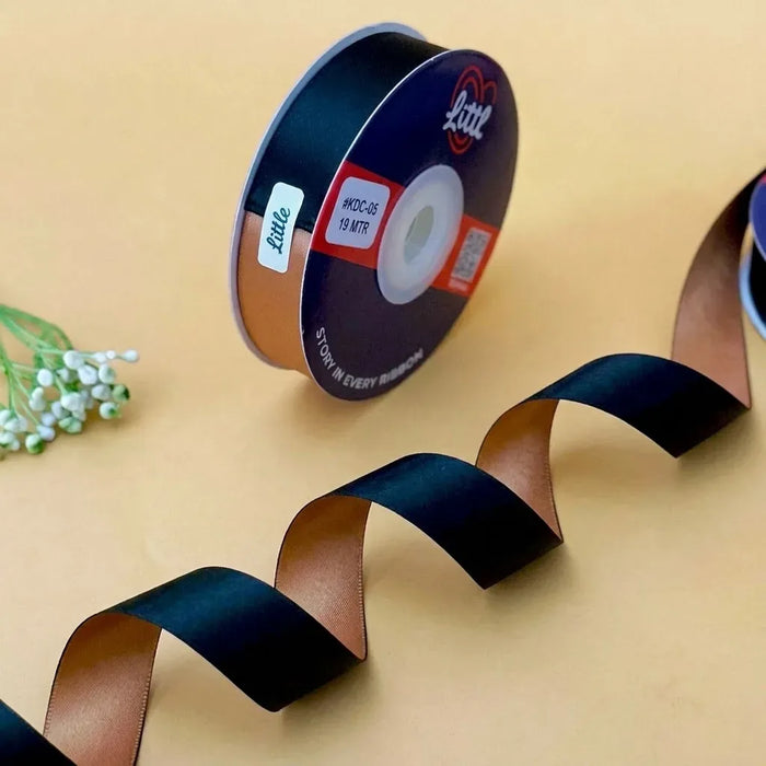 The Midnight Ember – Black & Rust Orange Dual Tone Satin Ribbon, 12 & 20 mm