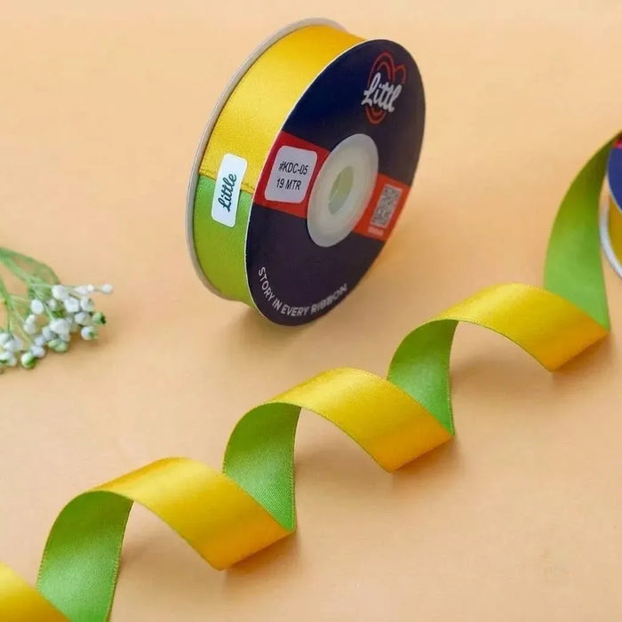 The Lemon Grass – Canary Yellow & Lime Dual Tone Satin Ribbon, 12 & 20 mm