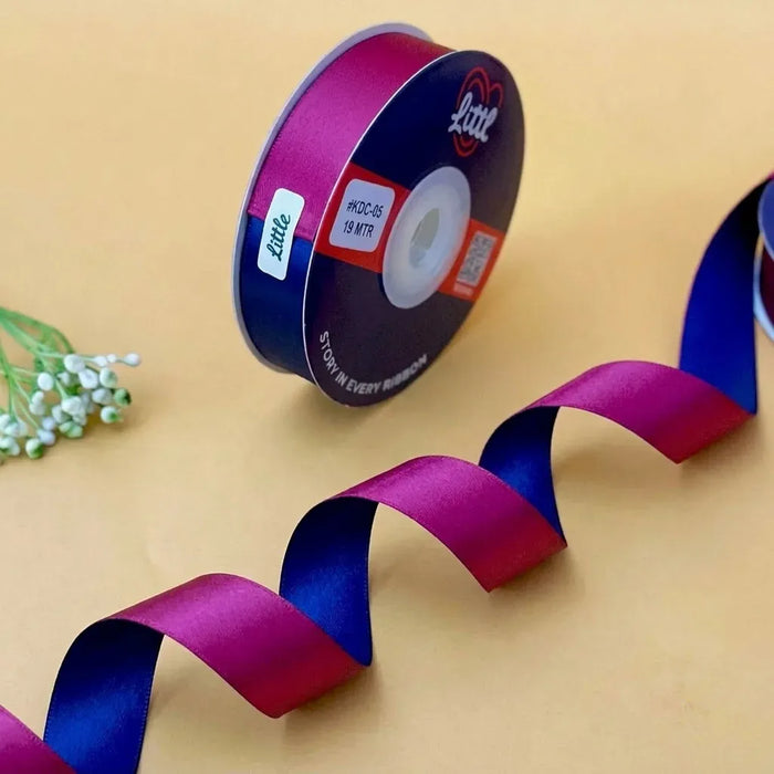 The Jodhpuri Royal – Fuchsia & Cobalt Blue Dual Tone Satin Ribbon, 12 & 20 mm